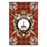 Erskine Modern Tartan Crest Black Garden Flag - Gold Thistle Style