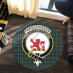 Farquharson Modern Tartan Crest Round Rug