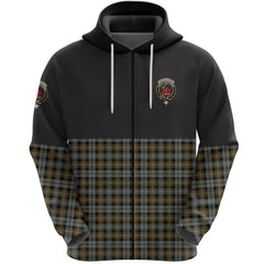 Farquharson Weathered Clan Half Of Tartan Zipper Hoodie