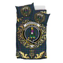 Ferguson Tartan Crest Bedding Set - Golden Thistle Style
