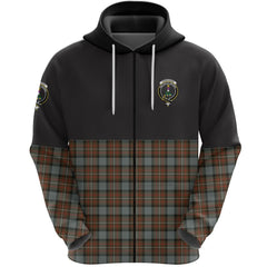 Ferguson Weathered Clan Half Of Tartan Zipper Hoodie