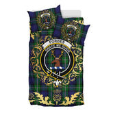Forbes Tartan Crest Bedding Set - Golden Thistle Style