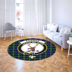 Forbes Modern Tartan Crest Round Rug