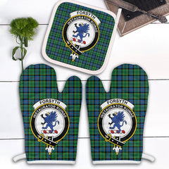 Forsyth Ancient Tartan Crest Oven Mitt And Pot Holder (2 Oven Mitts + 1 Pot Holder)