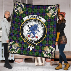 Forsyth Modern Tartan Crest Premium Quilt - Gold Thistle Style