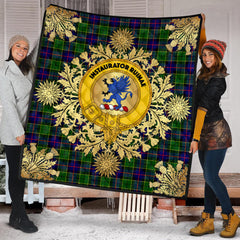 Forsyth Modern Tartan Crest Premium Quilt - Gold Thistle Style