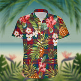 Fotheringham Tartan Hawaiian Shirt Hibiscus, Coconut, Parrot, Pineapple - Tropical Garden Shirt