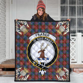 Fraser Ancient Tartan Crest Premium Quilt - Gold Thistle Style