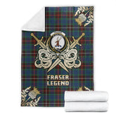Fraser Hunting Ancient Tartan Gold Courage Symbol Blanket