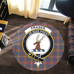Fraser Hunting Modern Tartan Crest Round Rug