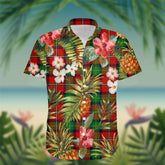 Fullerton Tartan Hawaiian Shirt Hibiscus, Coconut, Parrot, Pineapple - Tropical Garden Shirt