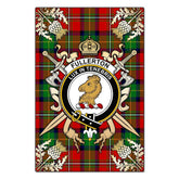 Fullerton Tartan Crest Black Garden Flag - Gold Thistle Style