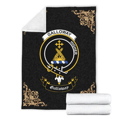 Galloway Crest Tartan Premium Blanket Black