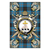 Garden Tartan Crest Black Garden Flag - Gold Thistle Style