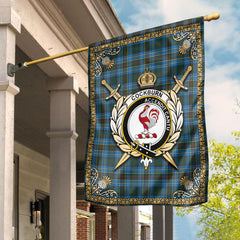 Cockburn Modern Tartan Crest Garden Flag - Celtic Thistle Style