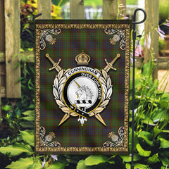 Cunningham Hunting Modern Tartan Crest Garden Flag - Celtic Thistle Style
