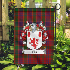 Fox Red Tartan Crest Garden Flag
