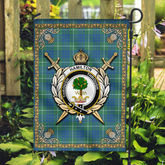 Hamilton Hunting Ancient Tartan Crest Garden Flag - Celtic Thistle Style