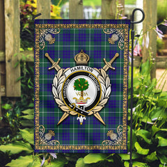 Hamilton Hunting Modern Tartan Crest Garden Flag - Celtic Thistle Style