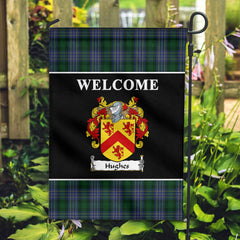 Hughes Tartan Crest Black Garden Flag