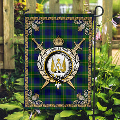 Johnstone Modern Tartan Crest Garden Flag - Celtic Thistle Style