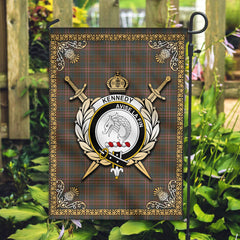 Kennedy Weathered Tartan Crest Garden Flag - Celtic Thistle Style