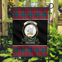 Lindsay Modern Tartan Crest Garden Flag - Welcome Style