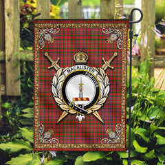 MacAlister Modern Tartan Crest Garden Flag - Celtic Thistle Style