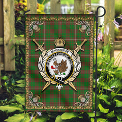 MacKinnon Hunting Modern Tartan Crest Garden Flag - Celtic Thistle Style
