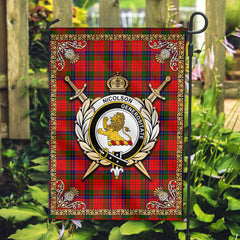 Nicolson Modern Tartan Crest Garden Flag - Celtic Thistle Style