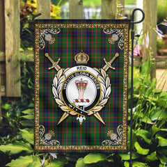 Reid Green Tartan Crest Garden Flag - Celtic Thistle Style