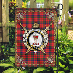 Robertson Modern Tartan Crest Garden Flag - Celtic Thistle Style