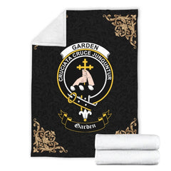 Garden (or Gardyne) Crest Tartan Premium Blanket Black