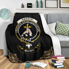 Garden (or Gardyne) Crest Tartan Premium Blanket Black