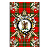 Gartshore Tartan Crest Black Garden Flag - Gold Thistle Style