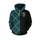 Gordon Ancient Tartan Hoodie Half of Me - Cross Style