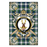 Gordon Dress Ancient Tartan Crest Black Garden Flag - Gold Thistle Style