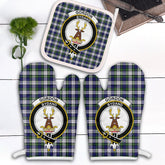 Gordon Dress Modern Tartan Crest Oven Mitt And Pot Holder (2 Oven Mitts + 1 Pot Holder)
