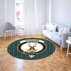 Gordon Modern Tartan Crest Round Rug