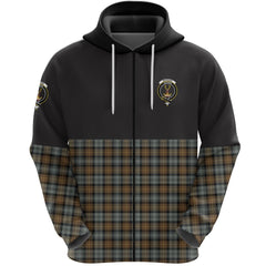 Gordon Weathered Clan Half Of Tartan Zipper Hoodie