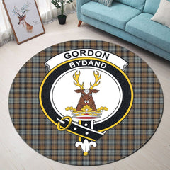 Gordon Weathered Tartan Crest Round Rug