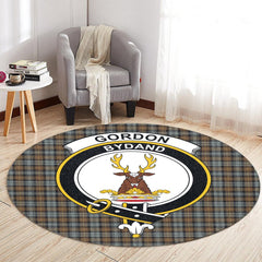 Gordon Weathered Tartan Crest Round Rug