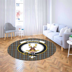 Gordon Weathered Tartan Crest Round Rug