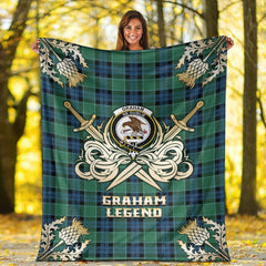 Graham of Menteith Ancient Tartan Gold Courage Symbol Blanket