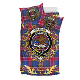 Graham of Menteith Red 02 Tartan Crest Bedding Set - Golden Thistle Style