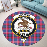 Graham of Menteith Red Tartan Crest Round Rug