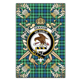 Graham of Montrose Ancient Tartan Crest Black Garden Flag - Gold Thistle Style