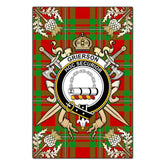 Grierson Tartan Crest Black Garden Flag - Gold Thistle Style