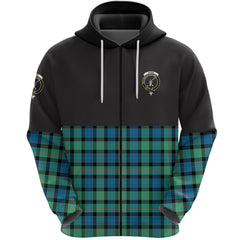Gunn Ancient Clan Half Of Tartan Zipper Hoodie