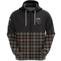 Gunn Weathered Clan Half Of Tartan Zipper Hoodie
